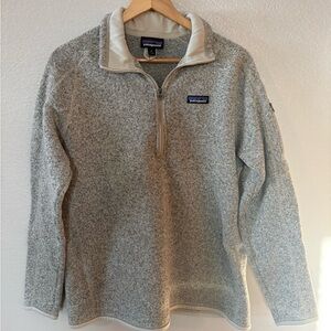 Patagonia Cream and Gray Women's Zip-Up Sweater